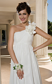 gaine / colonne d'un étage longueur robe de mariée en mousseline de soie d'épaule