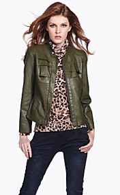 Sans col manches longues Casual / soirée PU Jacket (plus de couleurs)