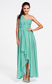 en fourreau / colonne sweetheart robe asymétrique en mousseline de soie demoiselle d'honneur