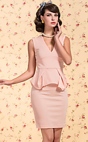 ts millésime col V robe peplum gaine mince