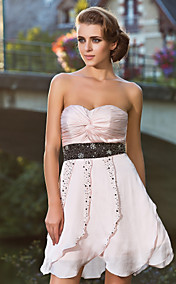 A-ligne sweetheart genou longueur satin chiffon robe de cocktail