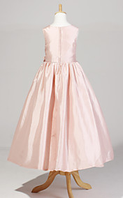 doux sans manches de mariage / partie de fleur fille robe de taffetas avec l'arc