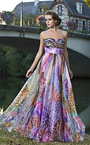 gaine / colonne sweetheart bretelles parole longueur robe de soirée en mousseline de soie avec fleur (s)