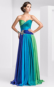 gaine / sweetheart rez-de-colum longueur robe de soirée en mousseline de soie