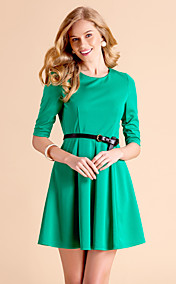 simplicité ts demi-ronde cou à manches plis robe (excl.belt)