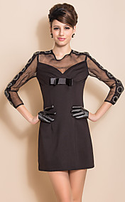 Perles TS autour de l'encolure manches Bow Mesh Dress Slim