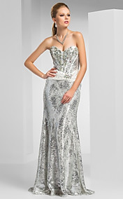 Gaine / colonne sweetheart parole longueur robe de soirée à paillettes