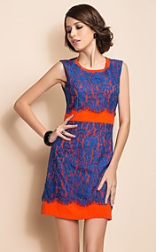 TS Couleur VINTAGE contraste épissage robe en dentelle Slim