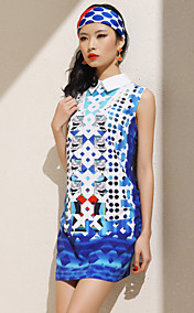 TS pointu Robe imprimée sans manches col