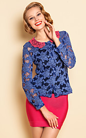 Contraste TS Couleur Blouse dentelle shirt