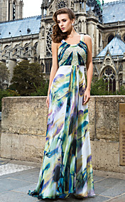 gaine / épuisette colonne de balayage / pinceau train robe de soirée en mousseline imprimée