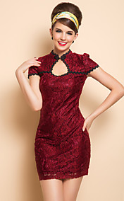 TS dentelle plongeant cou Robe moulante chinois