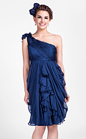 gaine / colonne un genou longueur chiffon robe de cocktail épaule