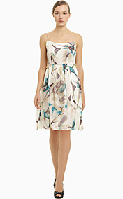 JANE STORY folral de robe de courroie de soie d'impression