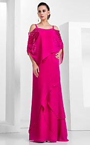  gaine / colonne bretelles spaghetti-parole longueur robe de soirée en mousseline de soie