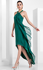 licol une ligne asymétrique robe de soirée en mousseline de soie