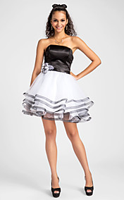  robe bustier boule à court / mini robe de cocktail en satin et tulle