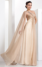  gaine / colonne d'un étage longueur robe de soirée en mousseline de soie d'épaule