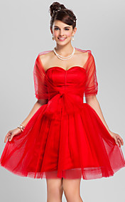 A-ligne sweetheart genou longueur tulle et robe de cocktail en satin