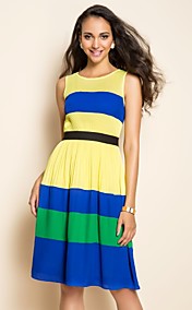 TS Stripes contraste de couleur robe en mousseline de soie