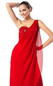  gaine / colonne d'un étage longueur robe de soirée en mousseline de soie d'épaule