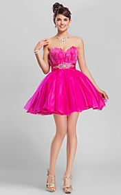 Robe de bal sweetheart court / mini-robes de satin mat Cocktail