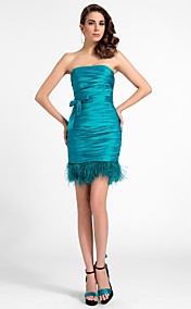 gaine / colonne bretelles robe de cocktail courte / mini taffetas