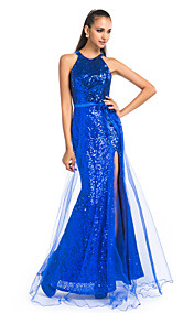  parole longueur gaine / colonne bijou robe à paillettes et tulle soir