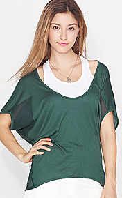 L'CART mousseline de soie de douille de batte coupe ample T-shirt