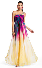 Ligne-A/Princesse Une epaule-parole longueur chiffon robe de soirée d'impression