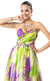 une ligne-| princesse chérie parole longueur robe de soirée printedchiffon
