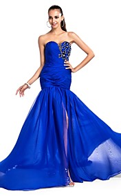  trompette / sirène sweetheart balayage / pinceau train robe de soirée en mousseline de soie