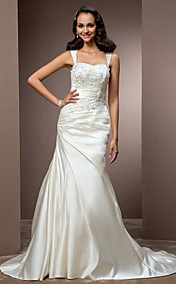  trompette / sirène sweetheart les trains tribunal robe de mariée en satin