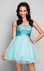 Ligne-A/Princesse Cœur Court / Mini tulle et robe de cocktail en satin