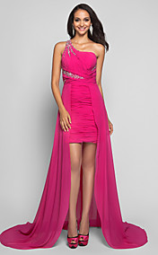 gaine / colonne une épaule asymétrique robe de soirée en mousseline de soie