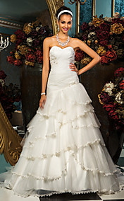  A-line Princess Sweetheart  Sweep/Brush Train Tulle Wedding Dress