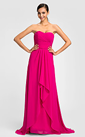 Sheath/Column Sweetheart Sweep/Brush  Train Chiffon  Evening Dress