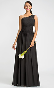 Sheath/Column One Shoulder  Floor-length Chiffon Evening  Dress