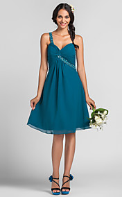 A-line Princess One Shoulder Sweetheart Knee-length Chiffon Bridesmaid Dress