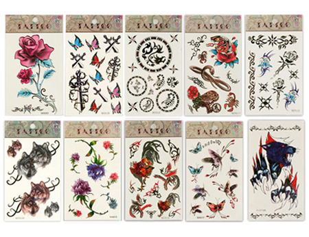 You are looking at 10 Hot Glitter Temporary Tattoo Cards including various 