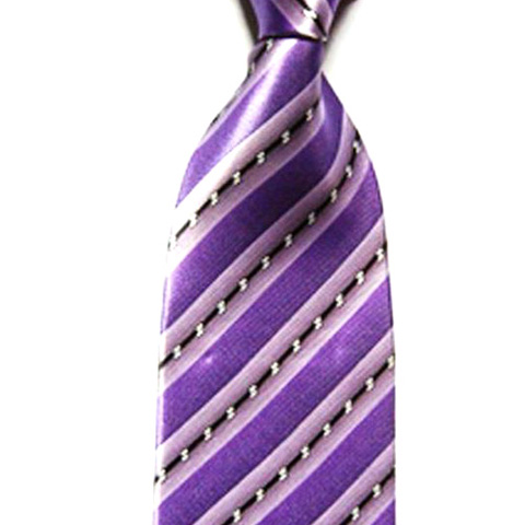 Men's Purple Tie With Purple / White / Black Diagonal Stripes (QRJ021) -Free Shipping by Air Mail