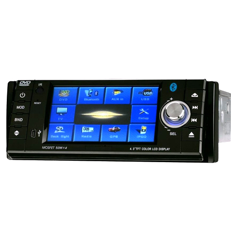 4,3-pouces écran tactile 1 din dans le tableau de bord de voiture et bluetooth tv dvd - panneau amov