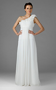 Empire One Shoulder Floor-length Chiffon Over Mading Bridesmaid/ Wedding Party Dress