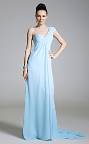 Chiffon Sheath/ Column One Shoulder Sweep Train Evening Dress inspired by Lara Spencer at Emmy Awards