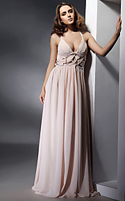 Chiffon Sheath/ Column V-neck Floor-length Evening Dress inspired by Elisabetta Canalis at Golden Globe