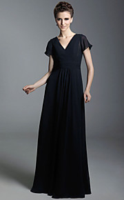 Chiffon Elastic Woven Satin Sheath/ Column V-neck Floor-length Evening Dress inspired by Taylor Swift