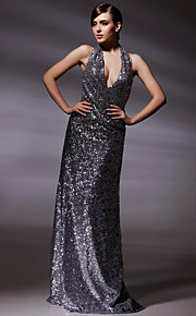 Sequined Fabric Sheath/ Column V-neck Floor-length Evening Dress inspired by Olivia Wilde at Golden Globe