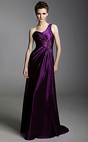 Elastic Woven Satin Sheath/ Column One Shoulder Sweep Train Evening Dress inspired by Jane Krakowski at Golden Globe