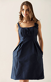 2011 Style Sheath/ Column Scoop Knee-length Taffeta Ruffles Bridesmaid/ Wedding Party Dress