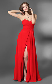 Sheath/ Column Sweetheart Watteau Train Chiffon Over Elastic Satin Evening Dress